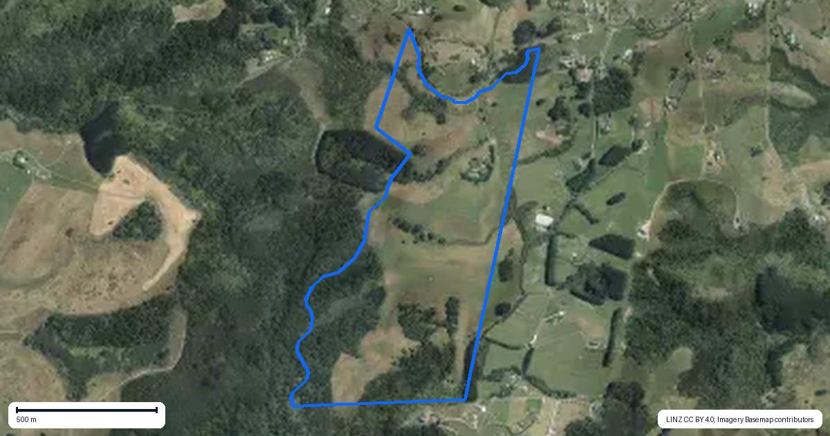 Property context map for 1676 Ponga Road, Hunua