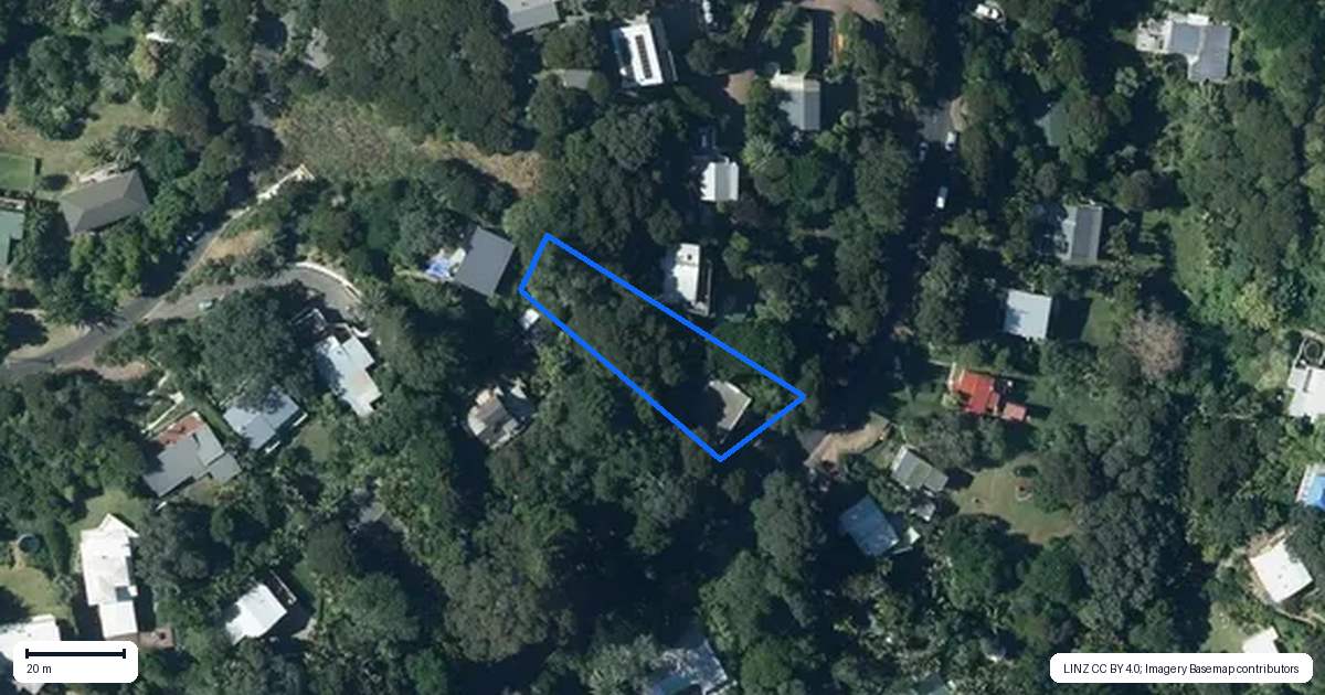 Property context map for 16 Palm Road, Palm Beach, Waiheke Island