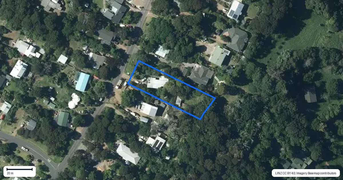 Property context map for 53 Whakarite Road, Ostend, Waiheke Island