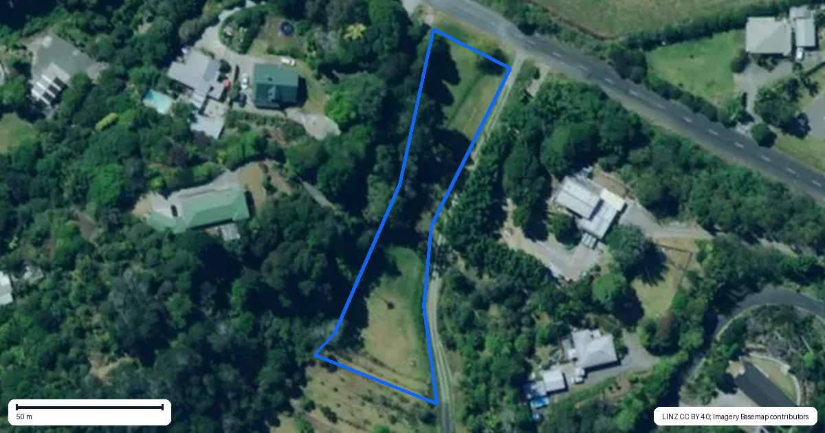 Property context map for 56 Colville Road, Dargaville