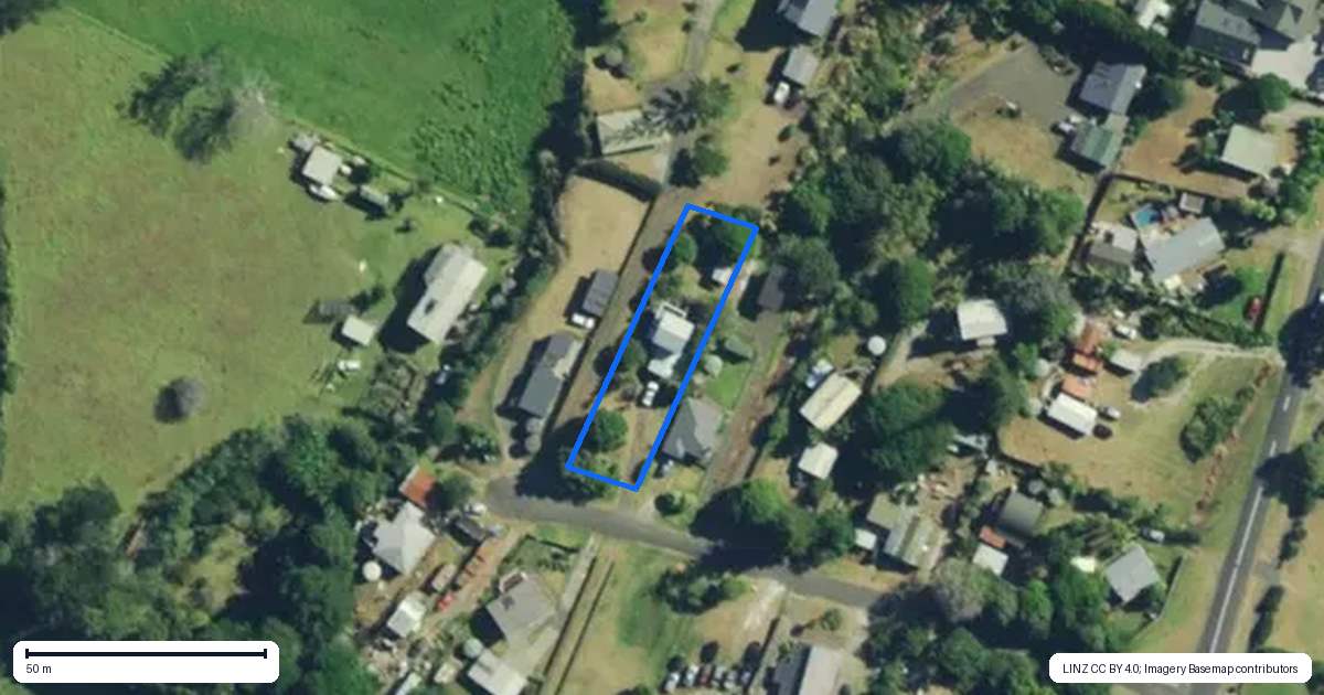 Property context map for 16 Tui Street, Ahipara, Kaitaia