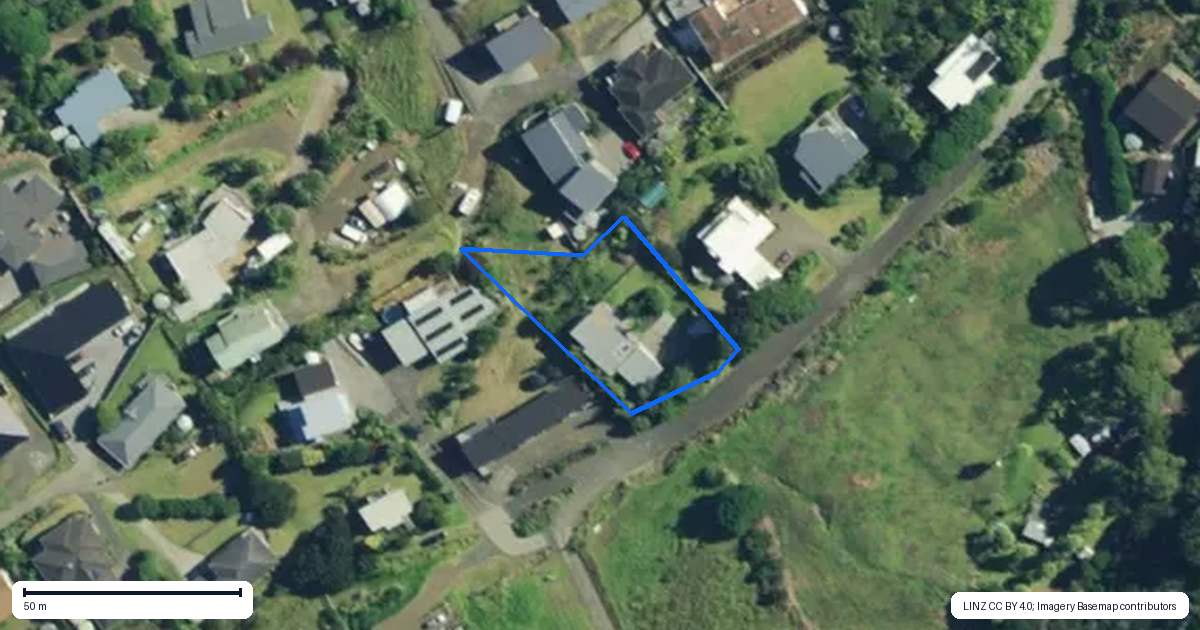 Property context map for 50 Tasman Heights, Ahipara, Kaitaia