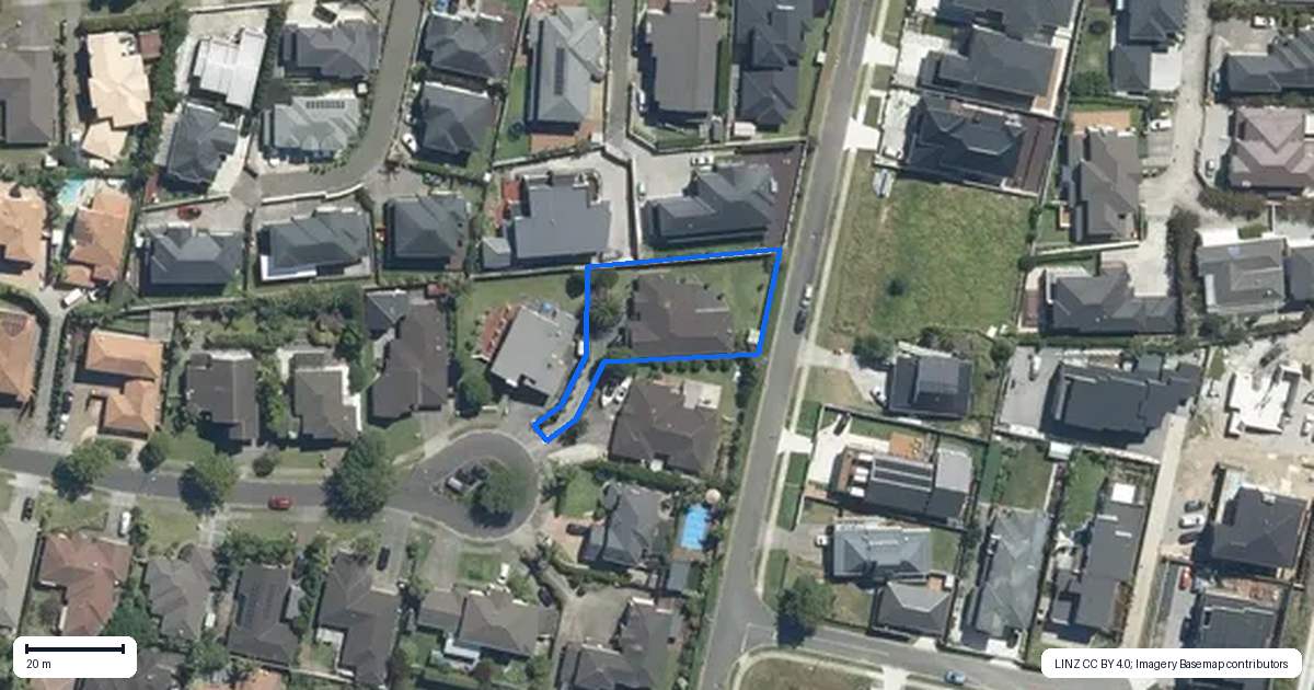 Property context map for 20 Dunloy Place, East Tamaki Heights, Auckland