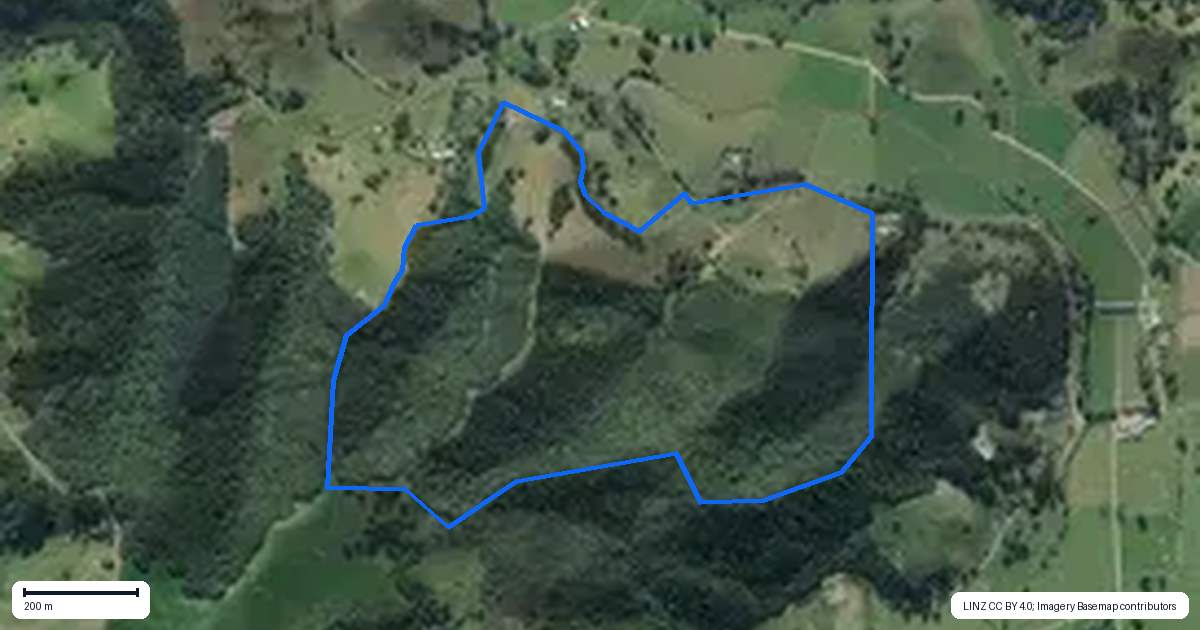 Property context map for 1261 Hukerenui Road, Hukerenui, Hikurangi