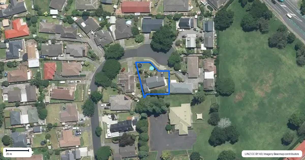 Property context map for 13 Ross Martin Court, Conifer Grove, Takanini