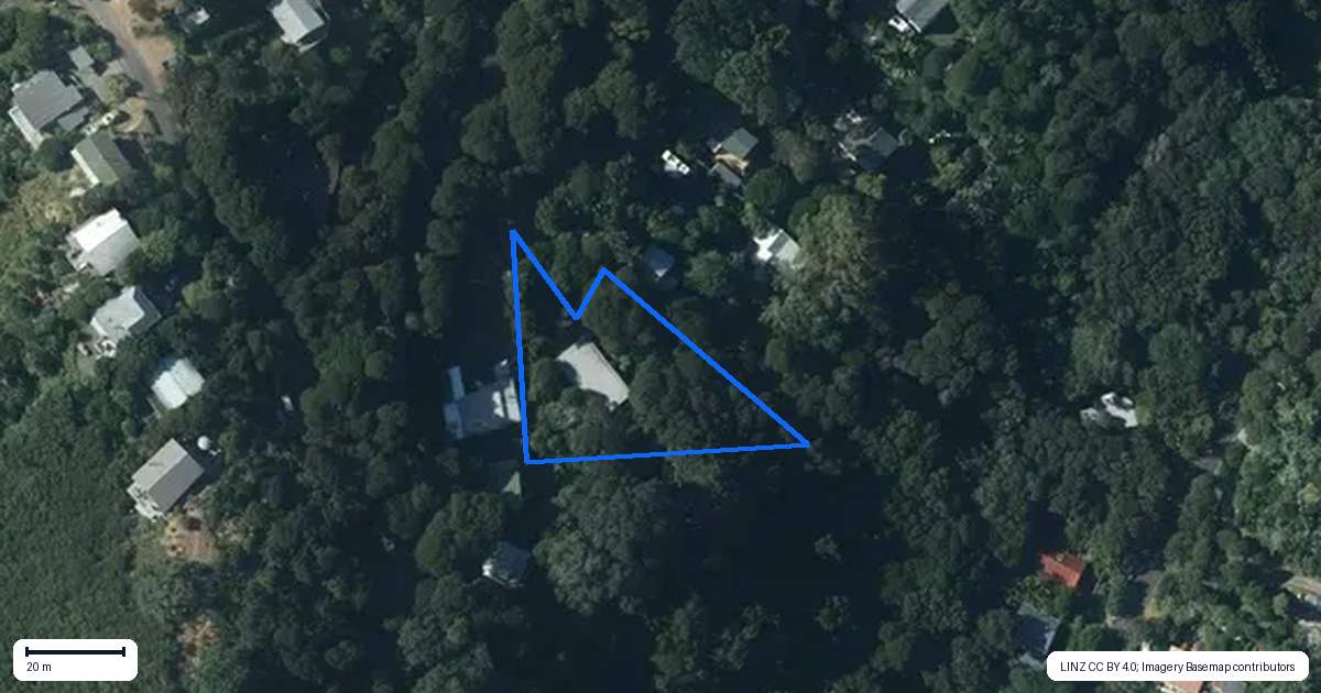 Property context map for 101 Glen Brook Road, Omiha, Waiheke Island