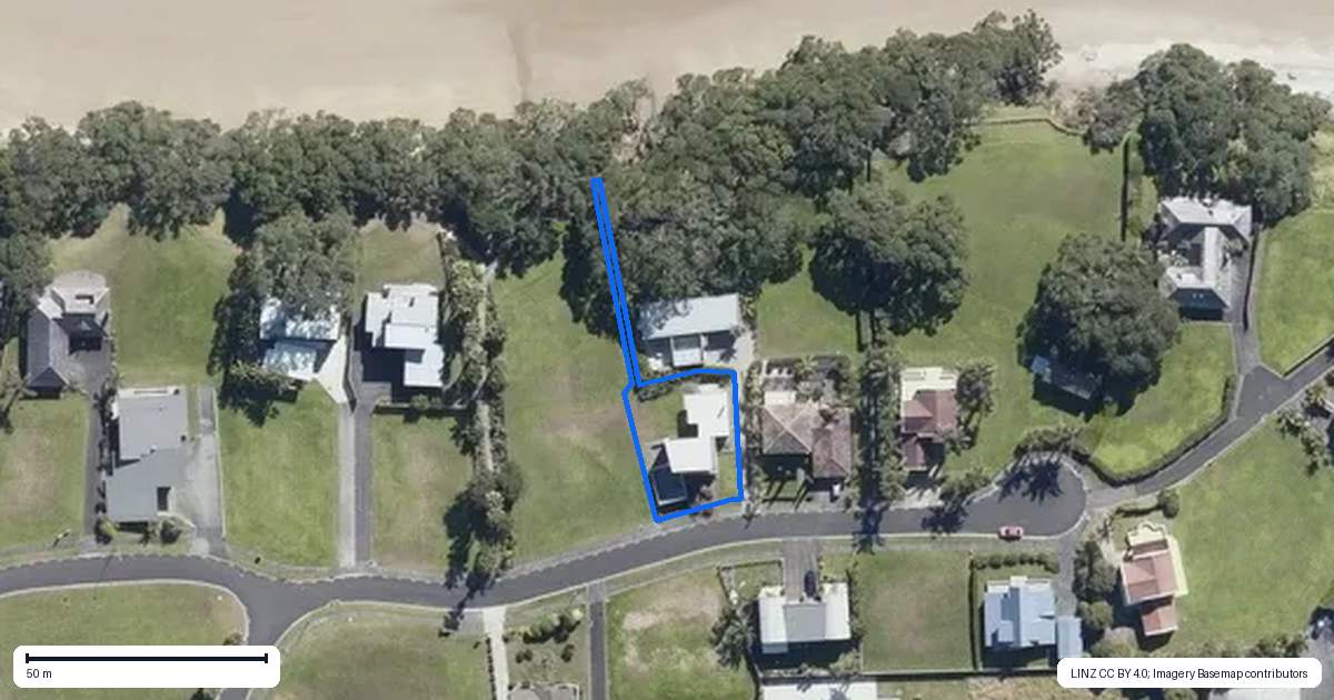 Property context map for 50 Bayside Drive, Coopers Beach