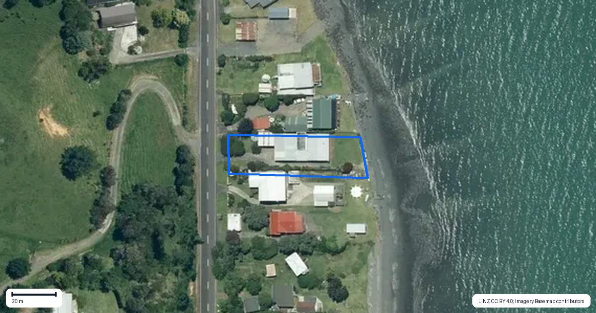 Property context map for 1880 East Coast Road, Whakatiwai, Kaiaua