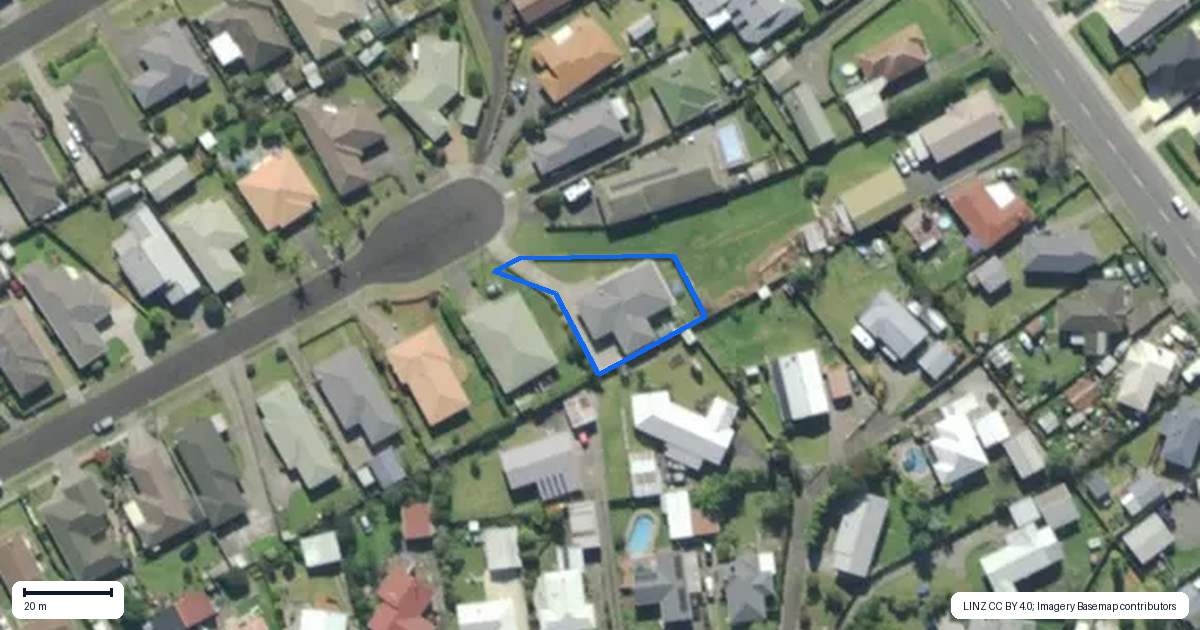 Property context map for 20 Elm Place, Tikipunga, Whangarei