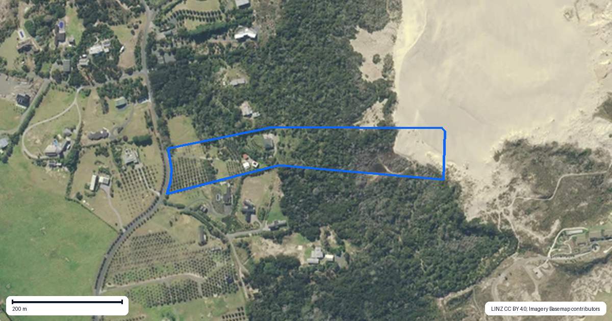 Property context map for 177 Tern Point, Mangawhai