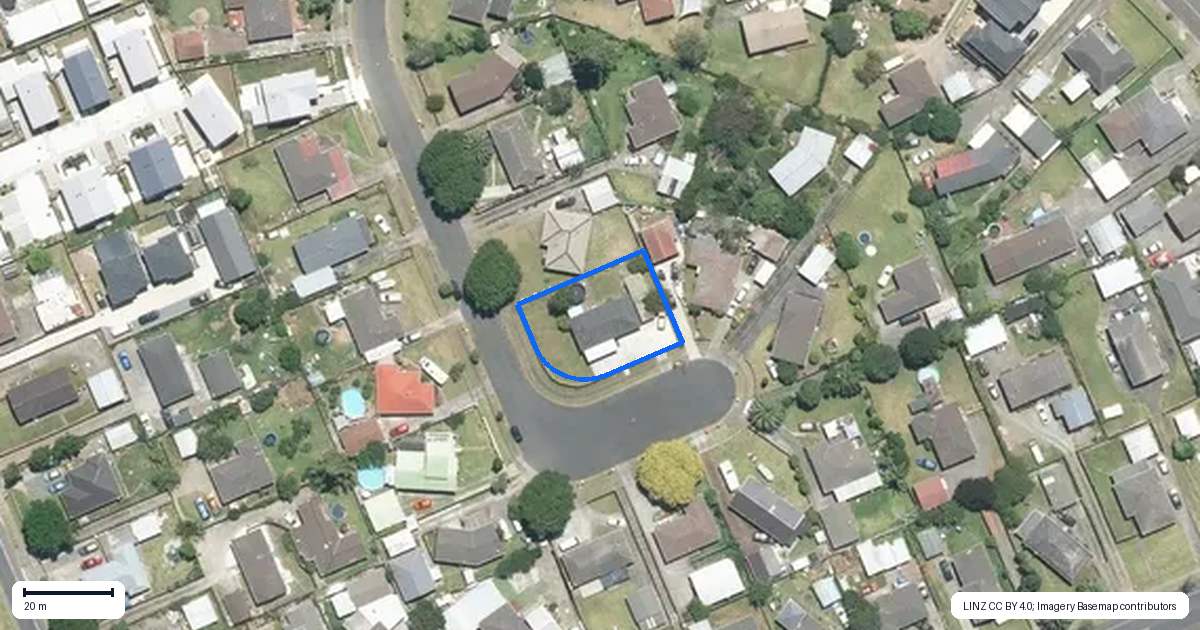 Property context map for 16 Neems Place, Manurewa, Auckland