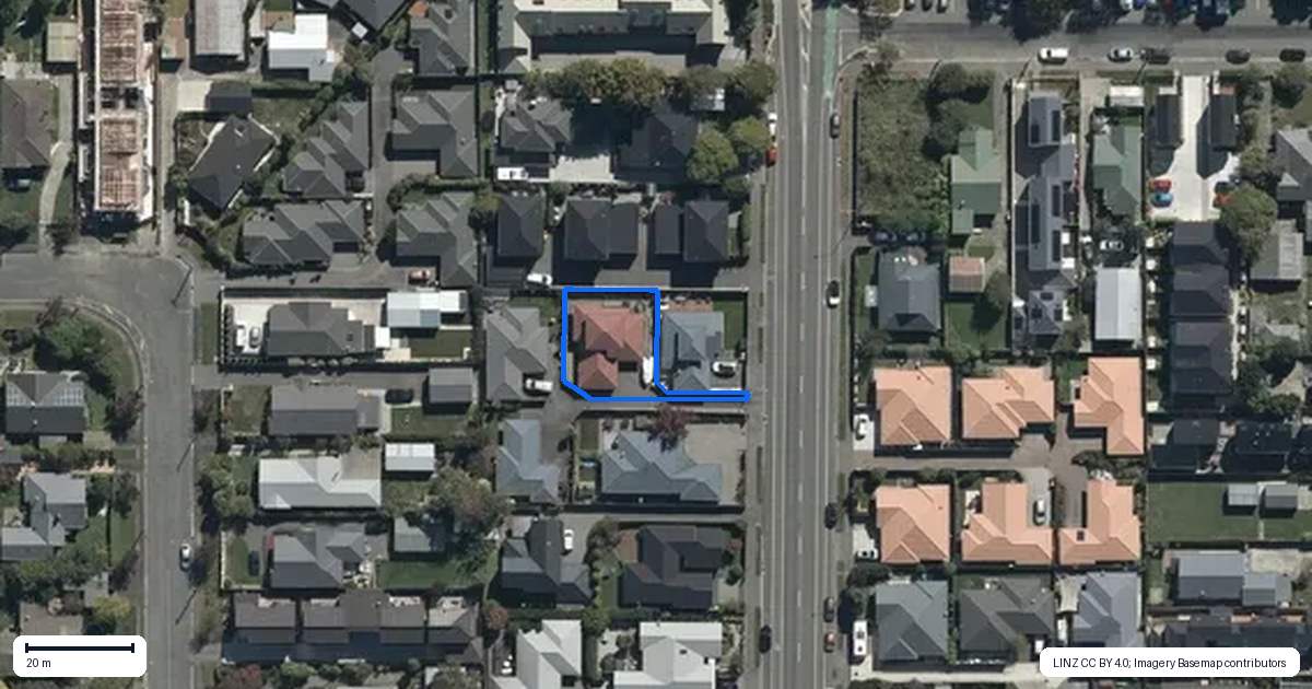 Property context map for 597A Madras Street, St Albans, Christchurch