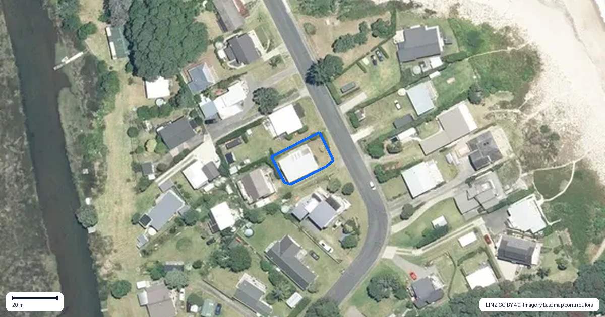 Property context map for 43A Fishermans Bend, Whiritoa, Waihi