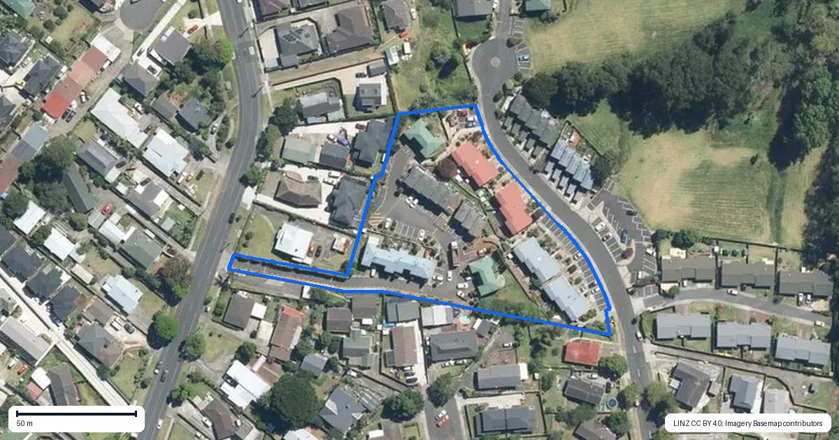 Property context map for 50 Malaspina Place, Papatoetoe, Auckland