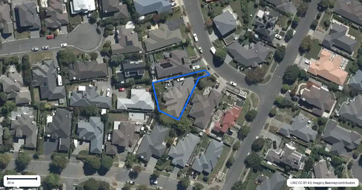 Property context map for 20 Caroline Way, Northwood, Christchurch