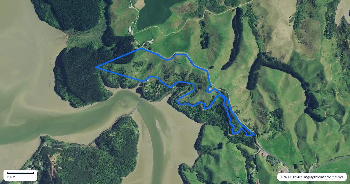 Property context map for 1750 Harbour Road, Owhiro, Oparau