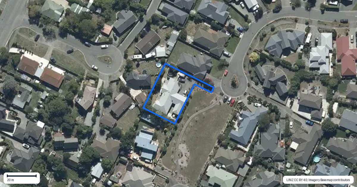 Property context map for 20 Evergreen Place, Parklands, Christchurch