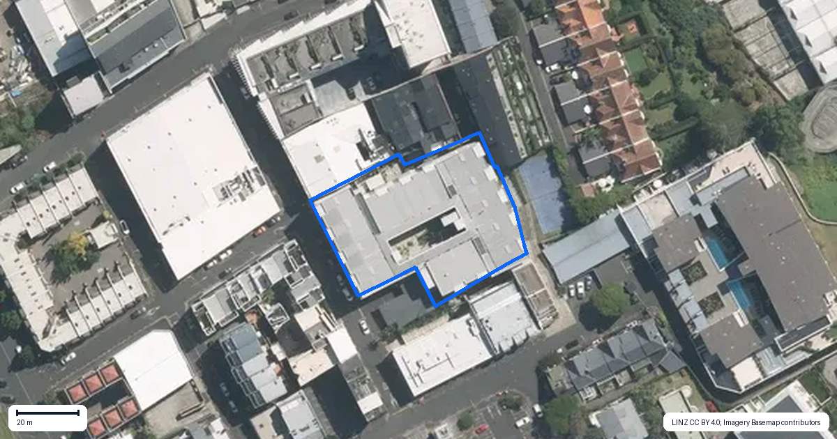 Property context map for 308/10 Fox Street, Parnell, Auckland