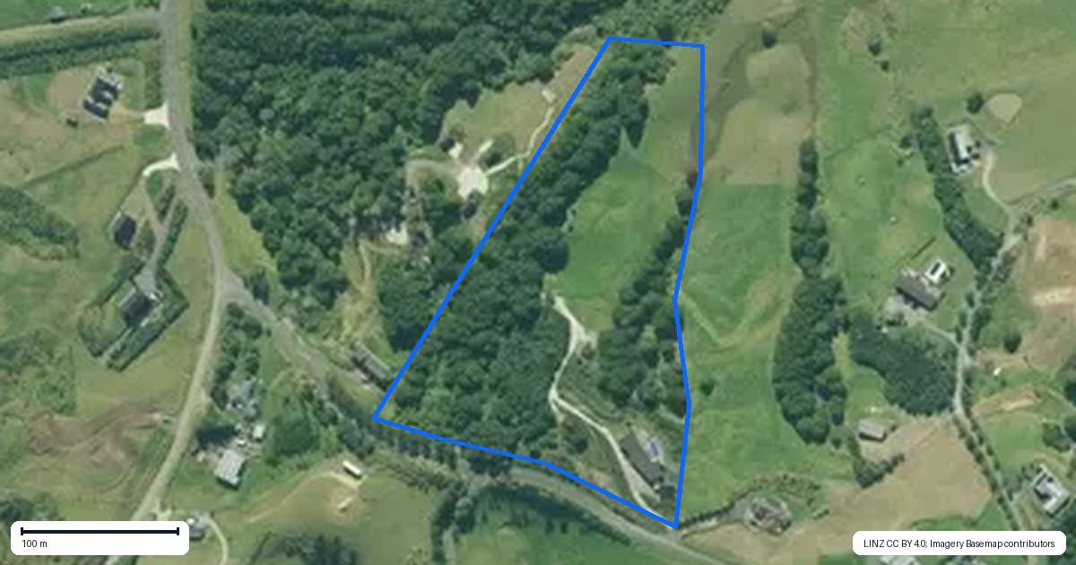 Property context map for 476 Cames Road, Mangawhai