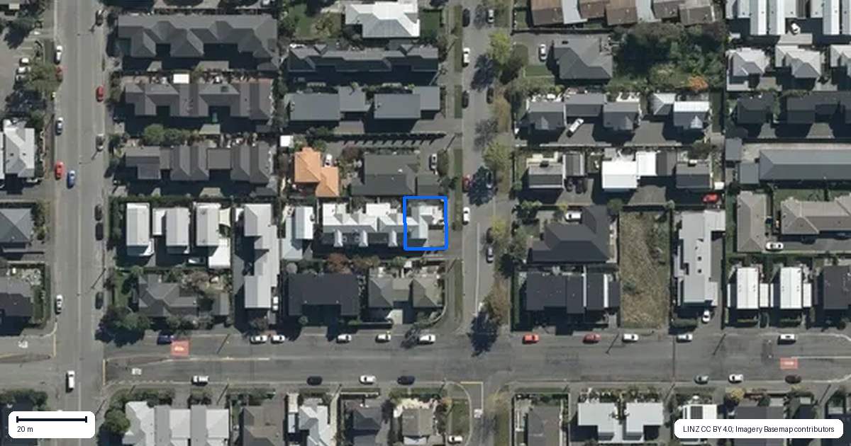Property context map for 105 Bishop Street, St Albans, Christchurch