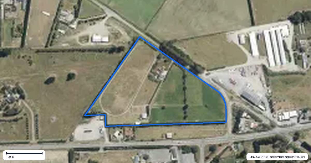 Property context map for 131 Mount Thomas Road, Fernside, Rangiora