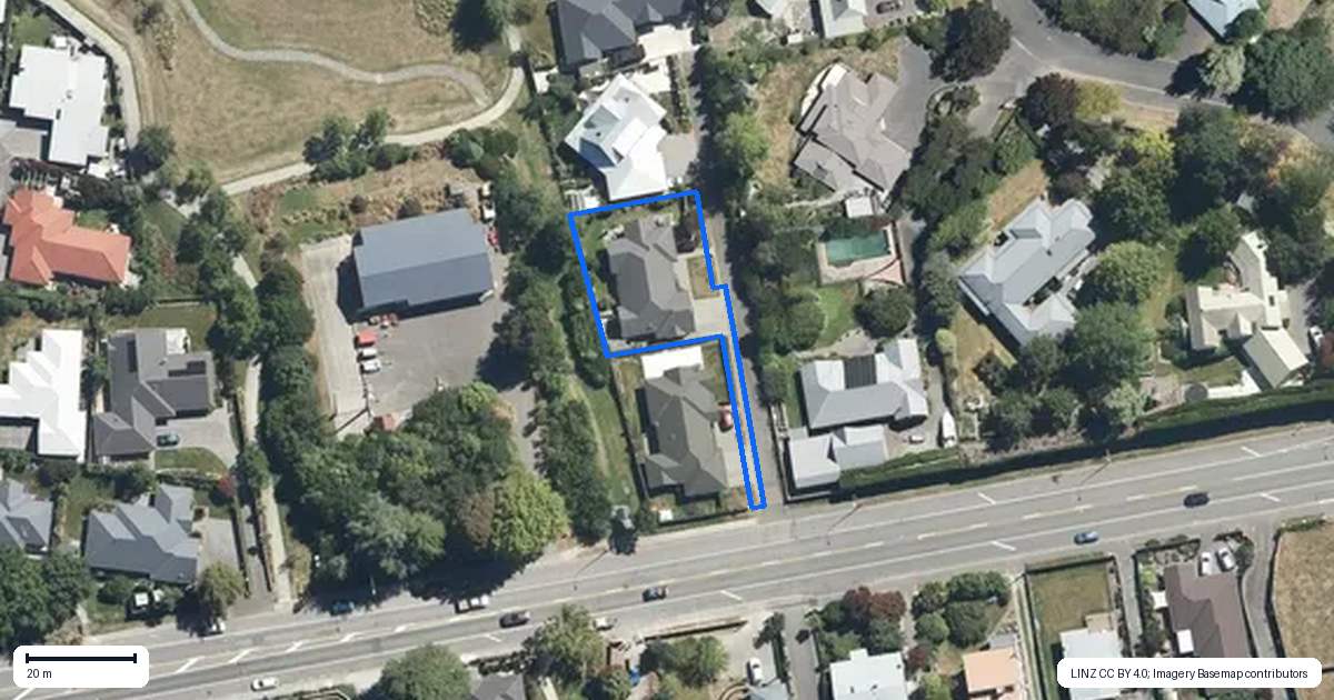 Property context map for 20 Oxford Road, Rangiora