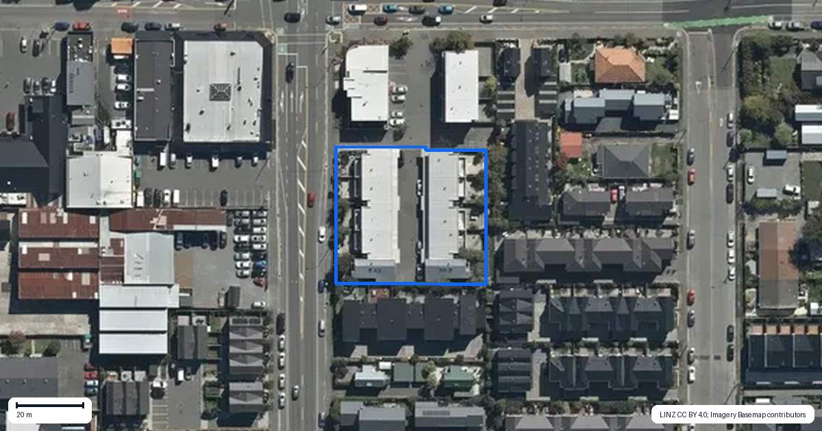 Property context map for 140J Sherborne Street, St Albans, Christchurch