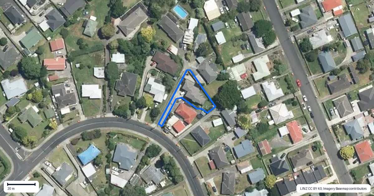 Property context map for 20A Sutton Crescent, Papakura