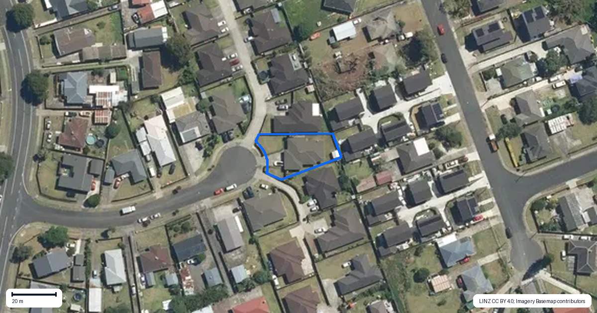 Property context map for 23 Jury Place, Favona, Auckland