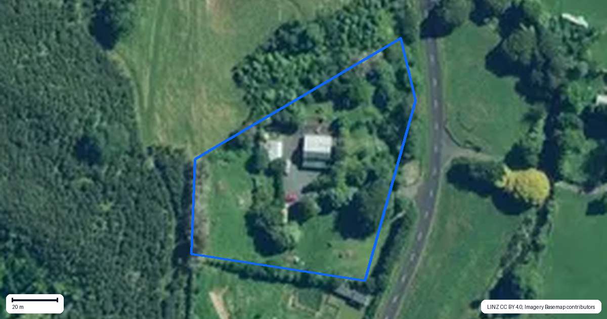 Property context map for 316 Woodlands Road, Waihi