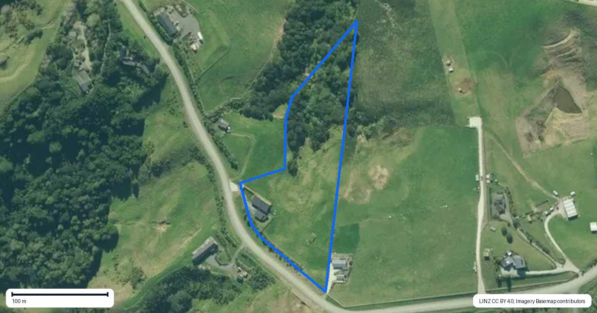 Property context map for 266 Cames Road, Mangawhai