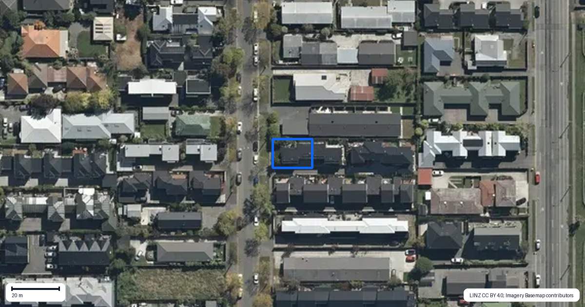 Property context map for 72 Bishop Street, St Albans, Christchurch