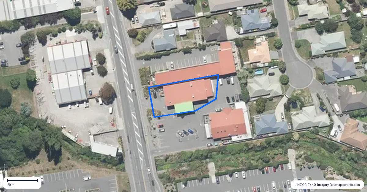 Property context map for 16 Southbrook Road, Rangiora