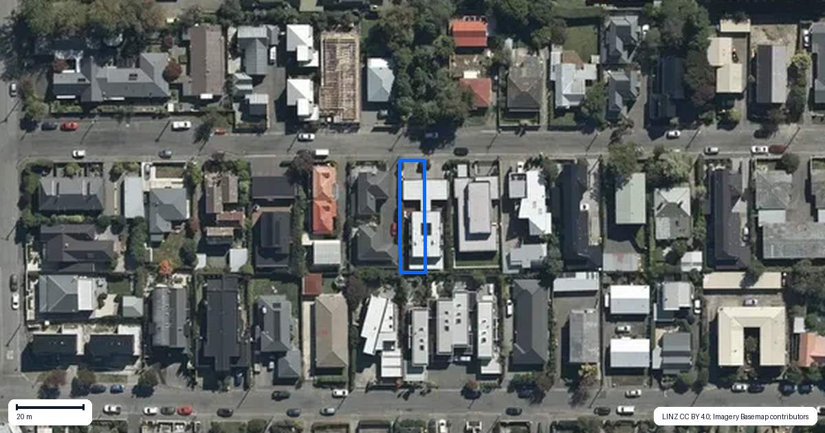 Property context map for 24A Berry Street, St Albans, Christchurch