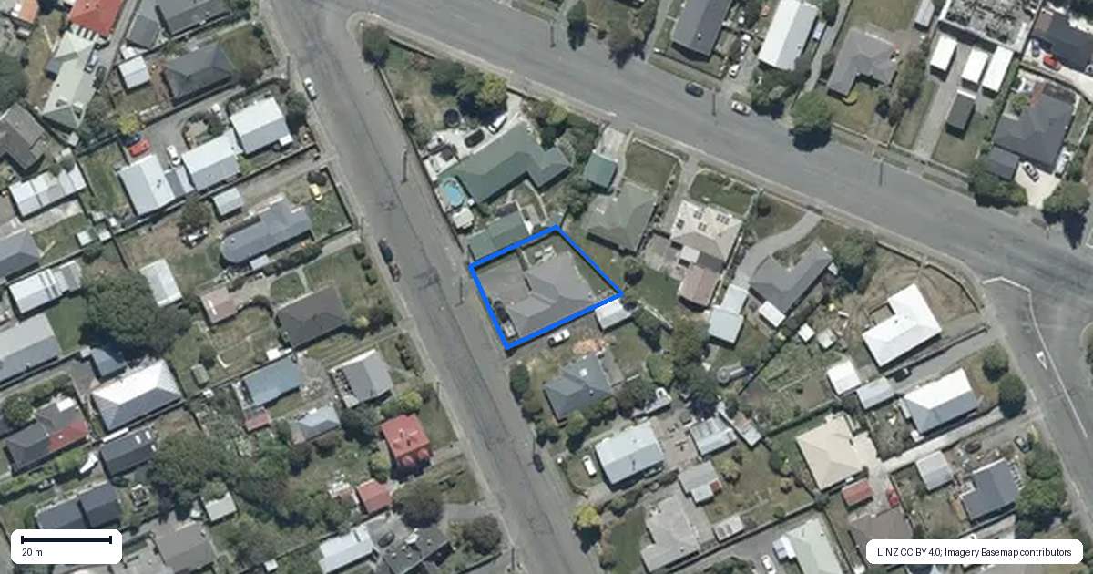 Property context map for 20 Finsbury Street, Islington, Christchurch