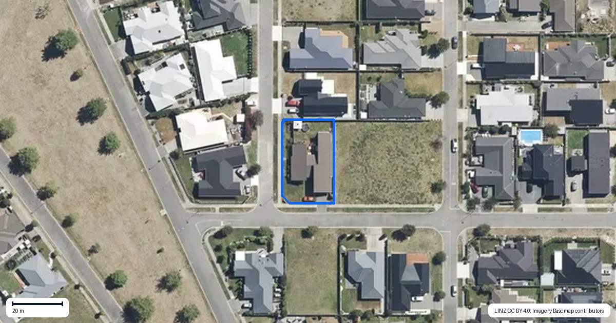 Property context map for 16 Chimera Street, Pegasus