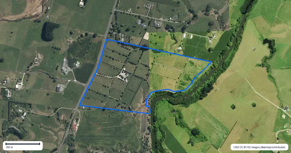 Property context map for 101 Ormsby Road, Pirongia