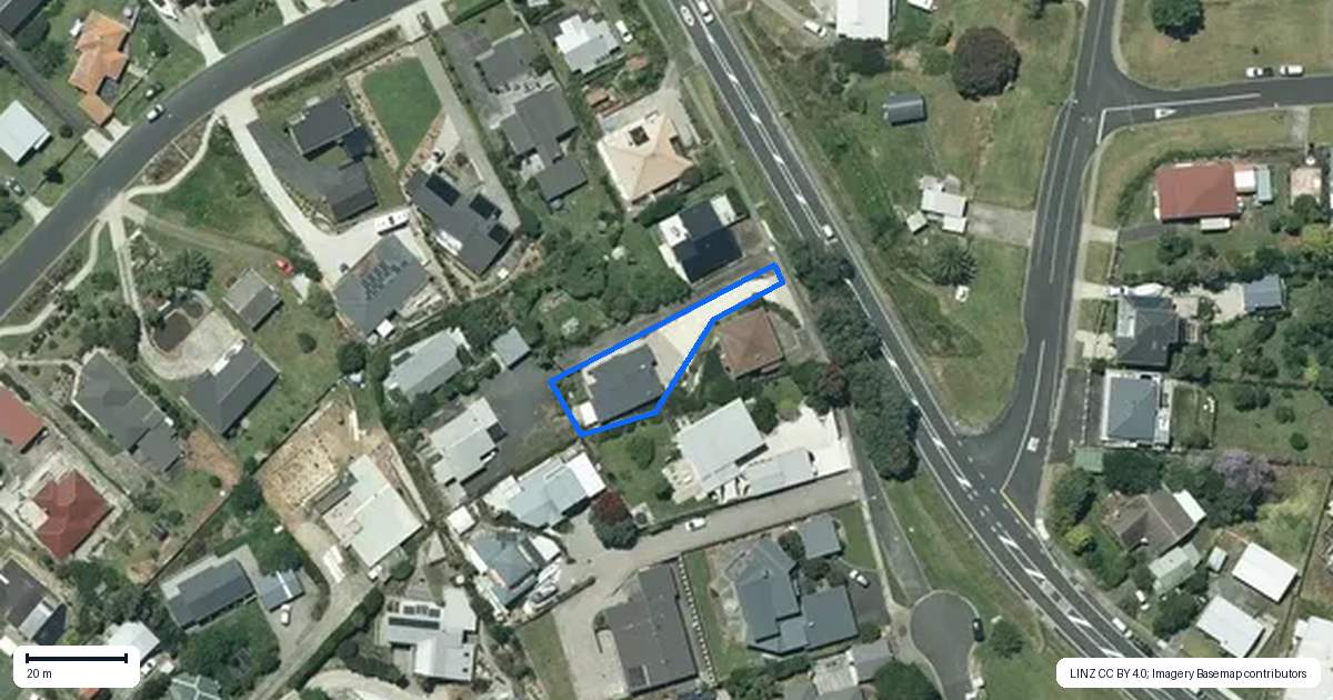 Property context map for 20A Upper Bow Street, Raglan