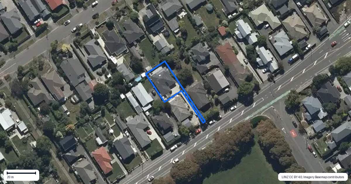 Property context map for 195B Innes Road, St Albans, Christchurch