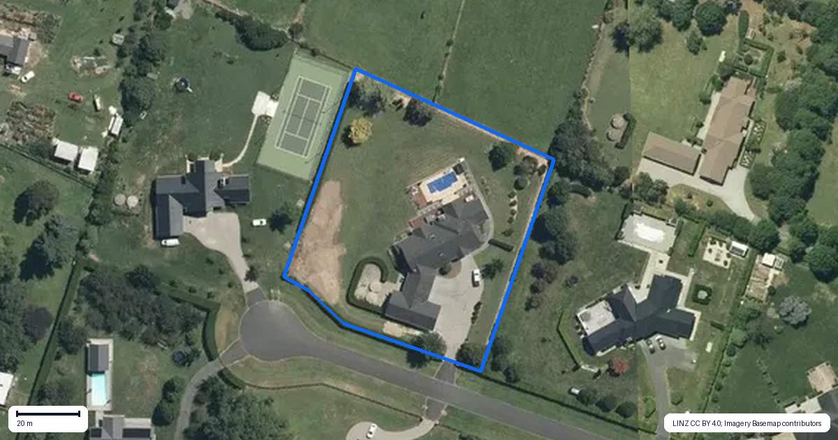 Property context map for 16 Stableford Lane, Tamahere, Hamilton