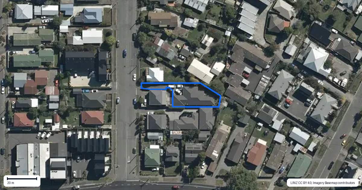 Property context map for 10A England Street, Phillipstown, Christchurch
