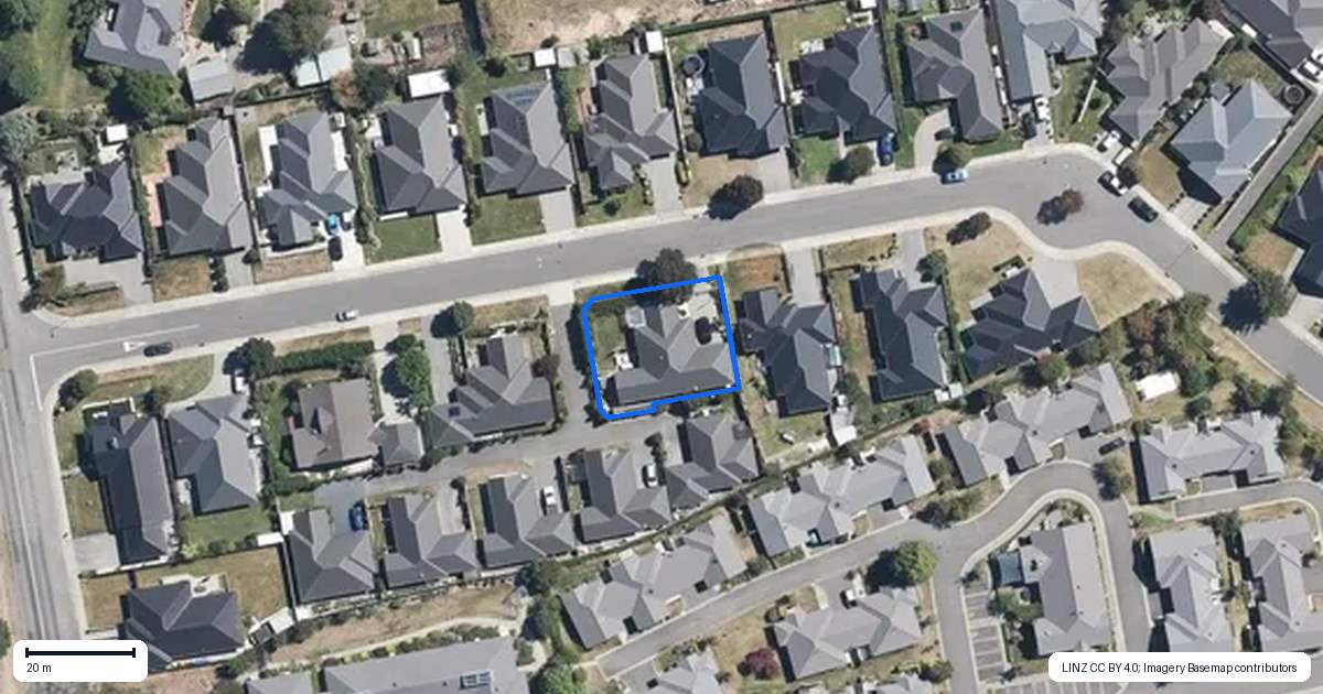 Property context map for 16 Franklin Drive, Rangiora