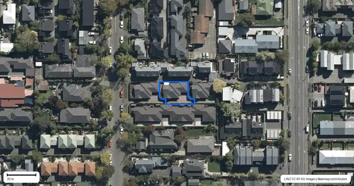 Property context map for 32B Bishop Street, St Albans, Christchurch