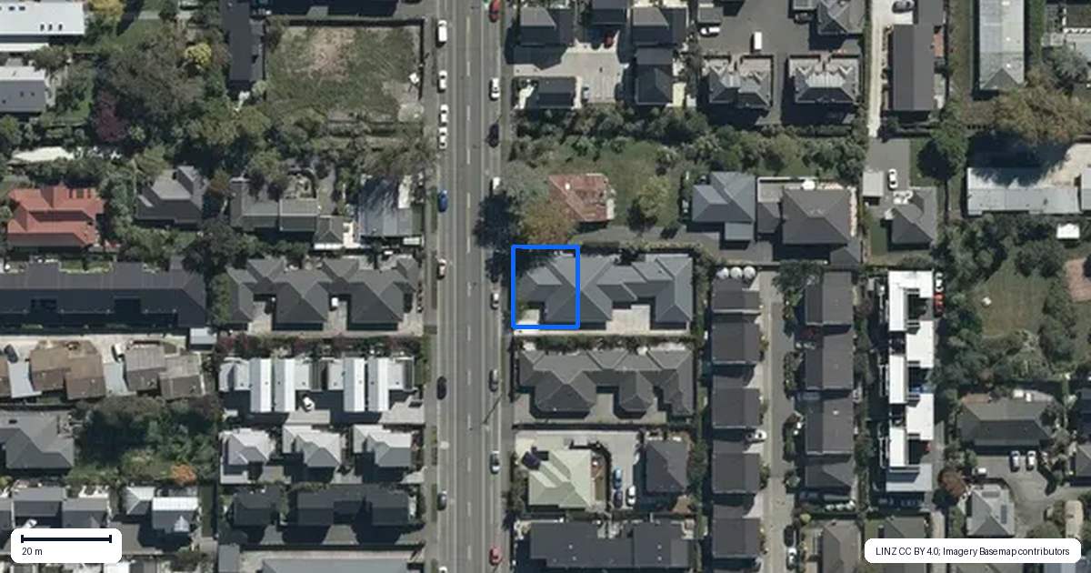 Property context map for 1/542 Madras Street, St Albans, Christchurch