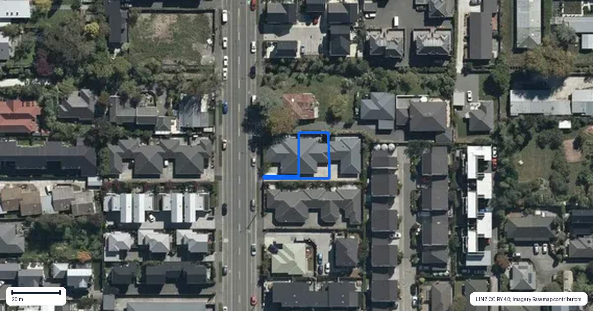Property context map for 2/542 Madras Street, St Albans, Christchurch