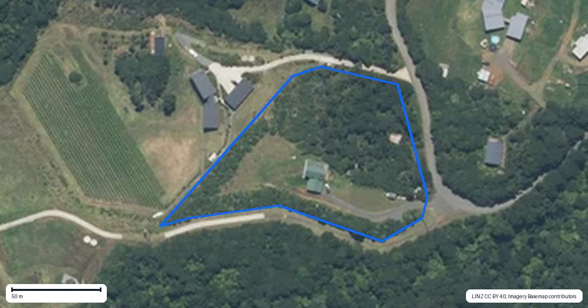 Property context map for 1644B Whaanga Road, Raglan