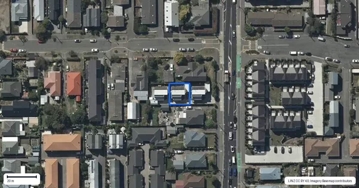 Property context map for 2/45 Antigua Street, Addington, Christchurch