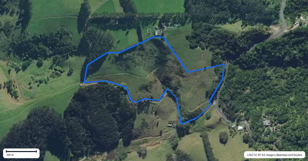 Property context map for 1403 Russell Road, Helena Bay, Hikurangi