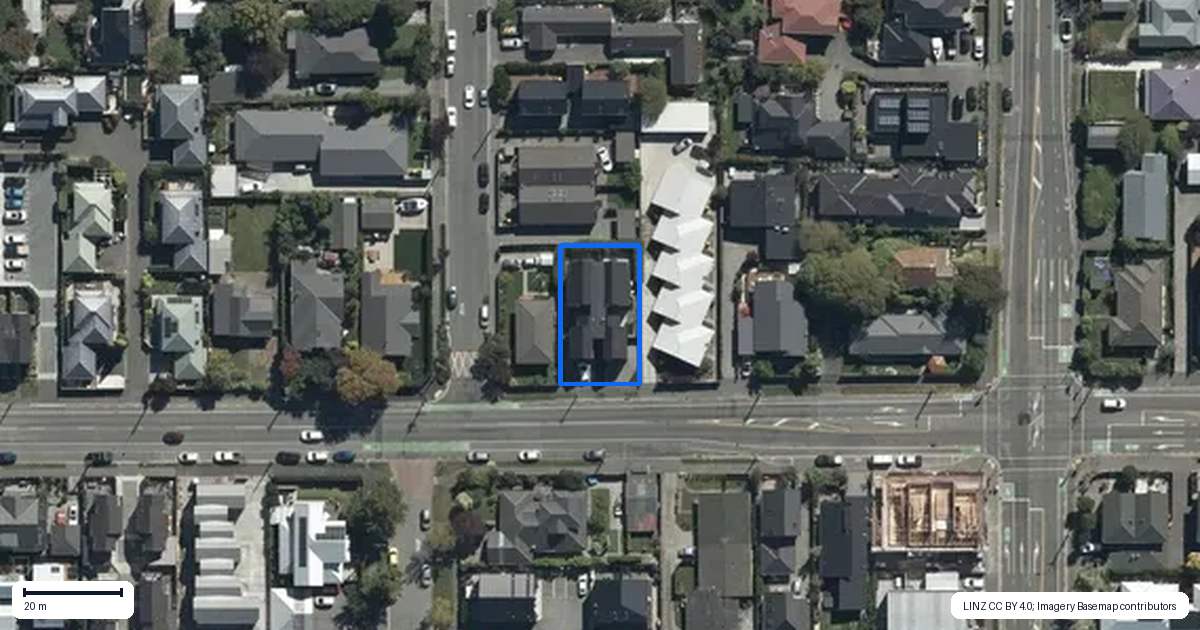 Property context map for 129 Edgeware Road, St Albans, Christchurch