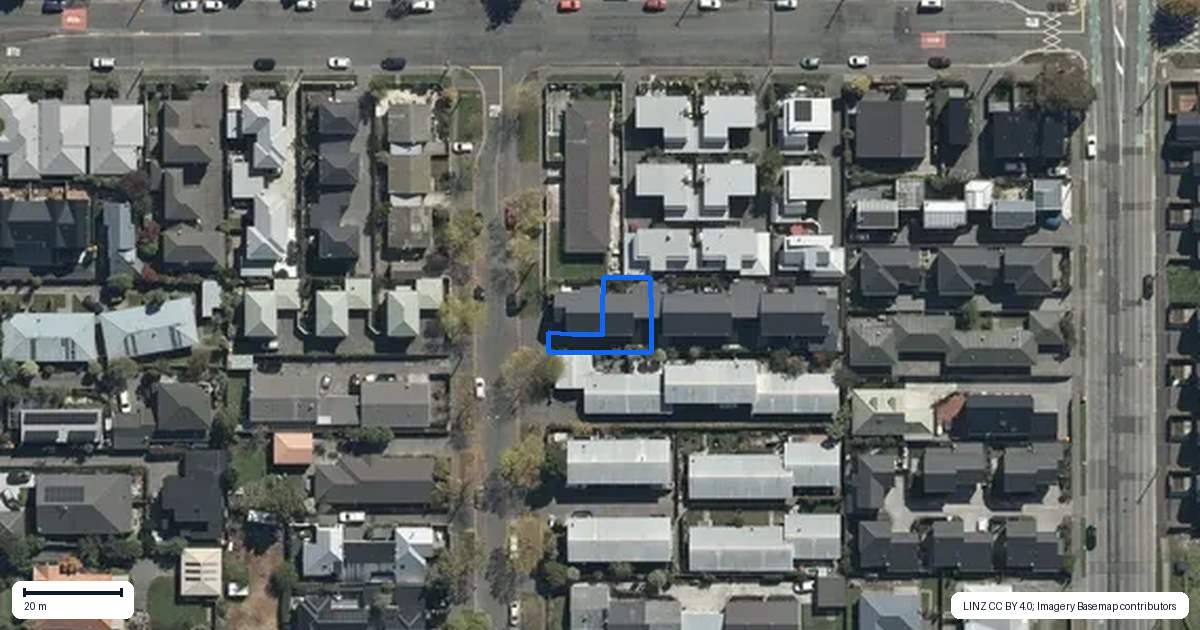 Property context map for 2/90 Bishop Street, St Albans, Christchurch